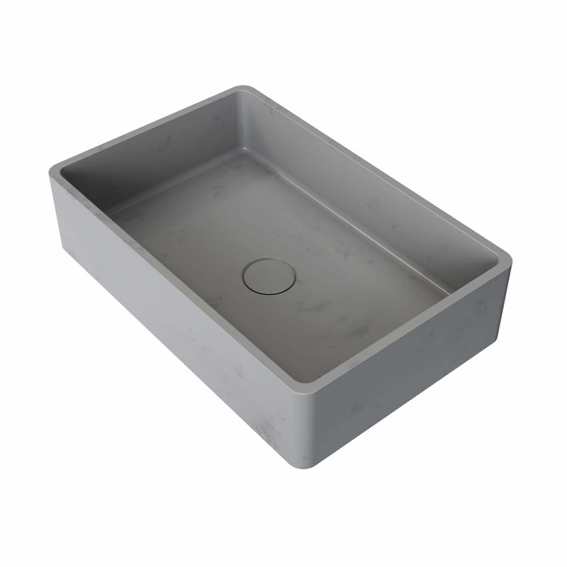 19.68'' Concrete Vessel Rectangular Modern Bathroom Sink, Gray