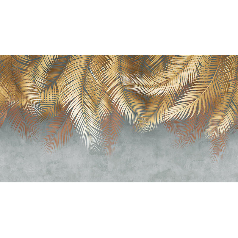 Murale papier peint feuille de palmier tropical, L 110 po x l 204 po, Jaune