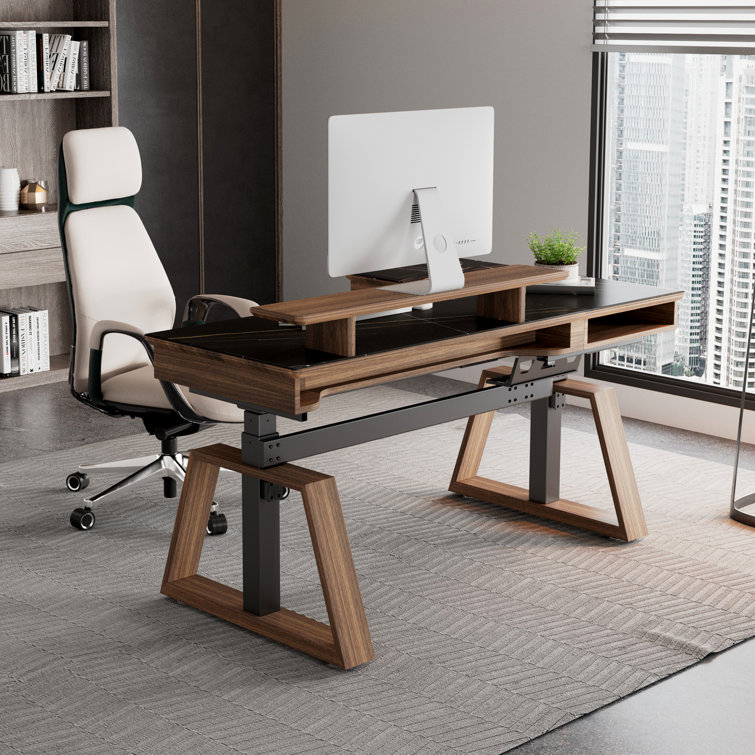 Chaning 63'' L-shaped Standing Desk with Riser