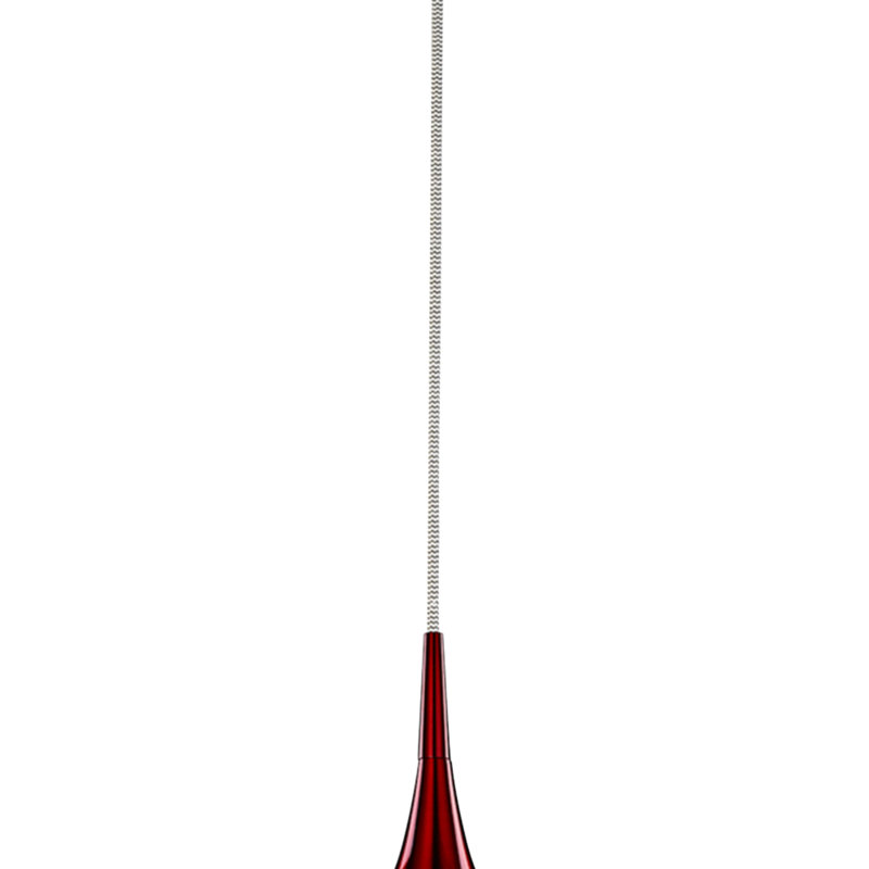 Luminaire suspendu en forme de dôme à 1 lumière, Rouge, H 63 po x l 10,35 po x P 10,35 po
