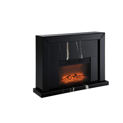 Foyer à miroir noir - Construction, grain de marbre à la mode, attrait en verre trempé, 36 po de hauteur, 12 po de profondeur avec matériau synthétique d'aspect, grain élégant, allure, largeur de 47 po, profondeur