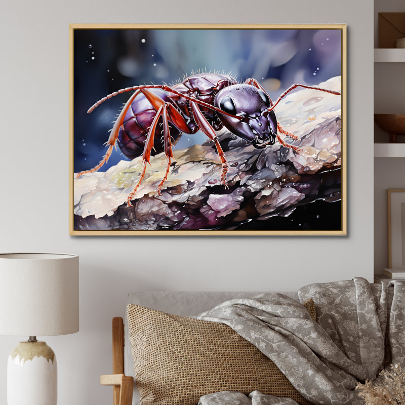 «Enchanted Microcosm Amethyst Ant» sur toile, H 34 po x l 44 po x P 1,5 po, Cadre naturel flottant