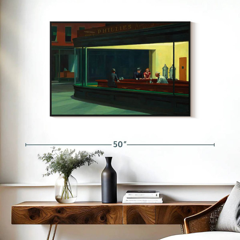 Nighthawks, Cadre flottant noir, 37 po x 25 po