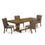 L'ensemble de table de cuisine 5 pièces comprend une table de salle à manger et 4 chaises de salle à manger en tissu de lin crème avec dossier capitonné - noir sablé.-424612573-411458042-411457989