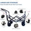 Chariot pliable avec roues, auvent et frein - capacité de 140 L - bleu-119021838