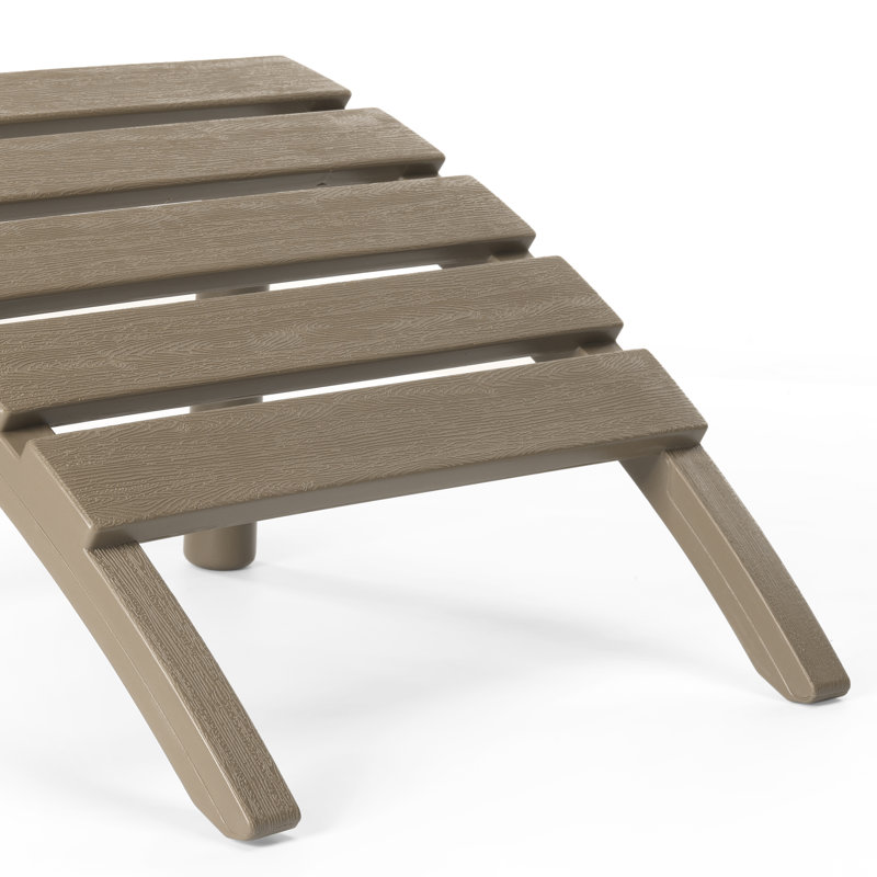 Outdoor Poly Adirondack Chair With Ottoman, Tan