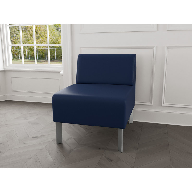 Chaise d'invité sans accoudoirs Luxe Lounge, Acier argent, Modena encre