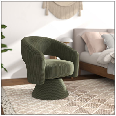 Fauteuil d'appoint pivotant, chaise de salon rembourrée moderne avec rembourrage épais pour la lecture, vert