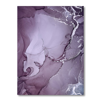 Purple And Grey Marble Ink Clouds I - Abstract Canvas Wall Decor