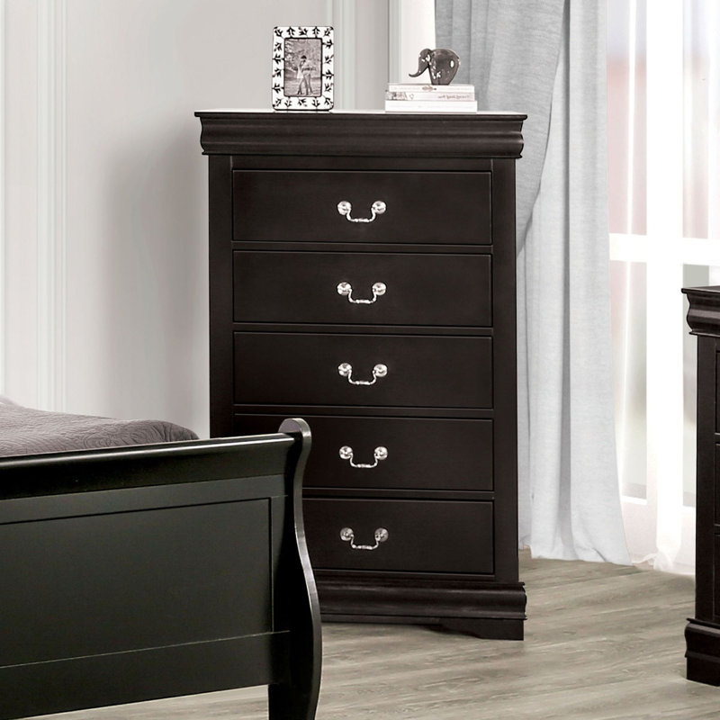 Commode à finition cerisier foncé 1pc, Noir