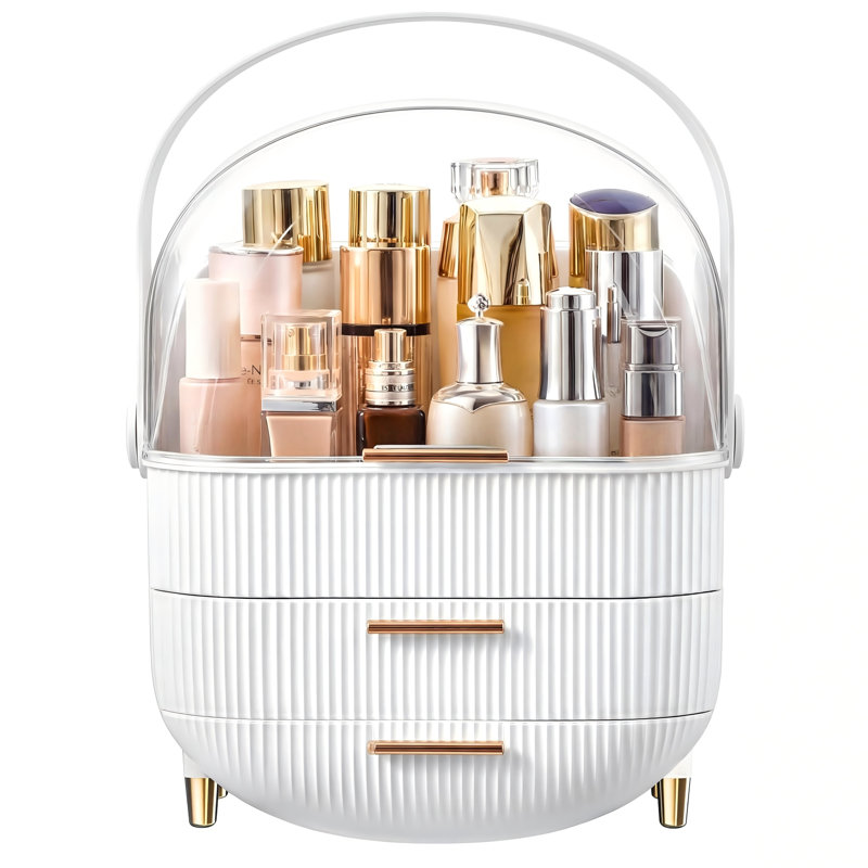 Boîte de rangement pour maquillage et soins de beauté, 1 couche (or blanc)