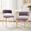 Ensemble de chaises de salle à manger rembourrées en velours 2 pièces Christal avec dossier incurvé tressé et pieds en métal Christal