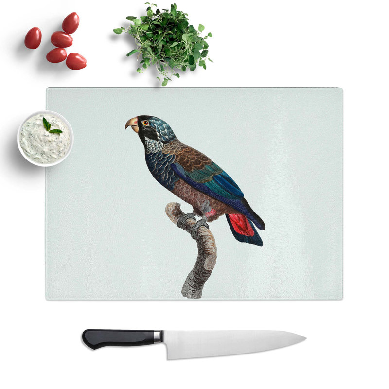 Tempered Glass Bronze-Winged Parrot Chopping Board, 28.5 cm W x 20 cm L