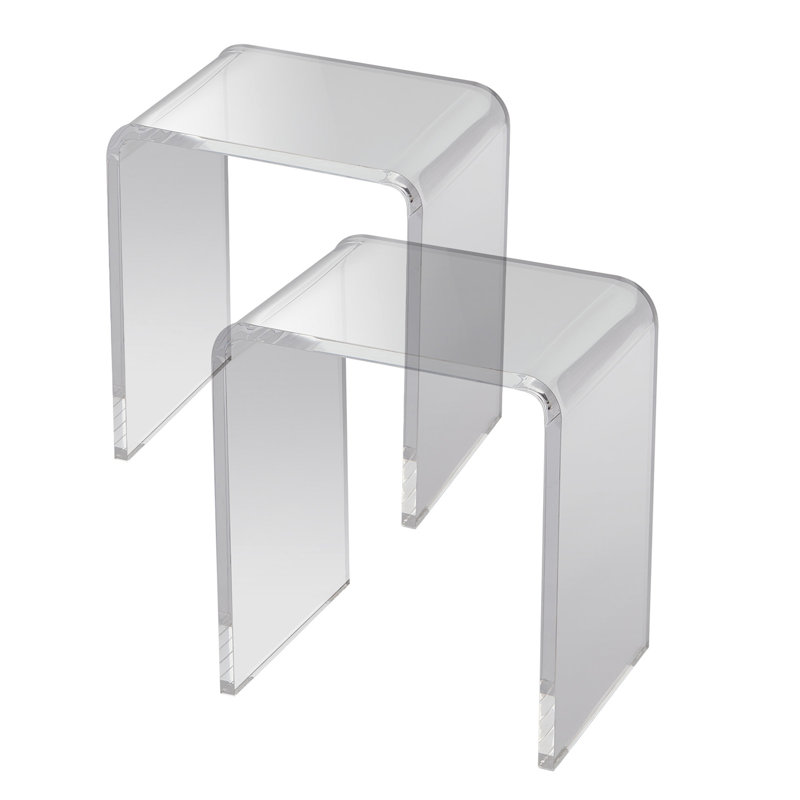 Table de bout en acrylique, 2 tables d'appoint en Lucite en forme de C, table d'appoint en acrylique transparent pour les boissons, la nourriture, les collations utilisées dans le salon, la chambre à coucher et le bureau