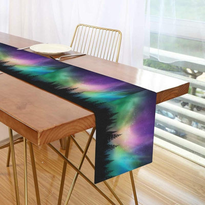 Chemin de table de luxe - Aurore boréale - Écharpe de commode / tissu de table durable