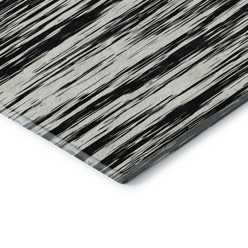 Premium Machine Washable Prisco Black Rug, Rectangle 10' x 14'