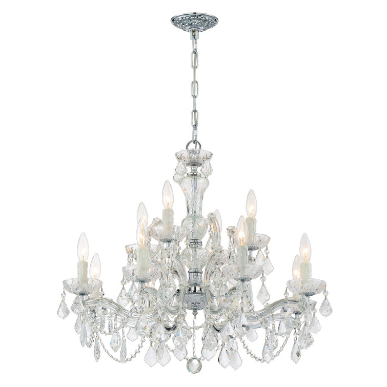Weekes 12 - Light Candle Style Classic / Traditional Chandelier with Crystal Accents