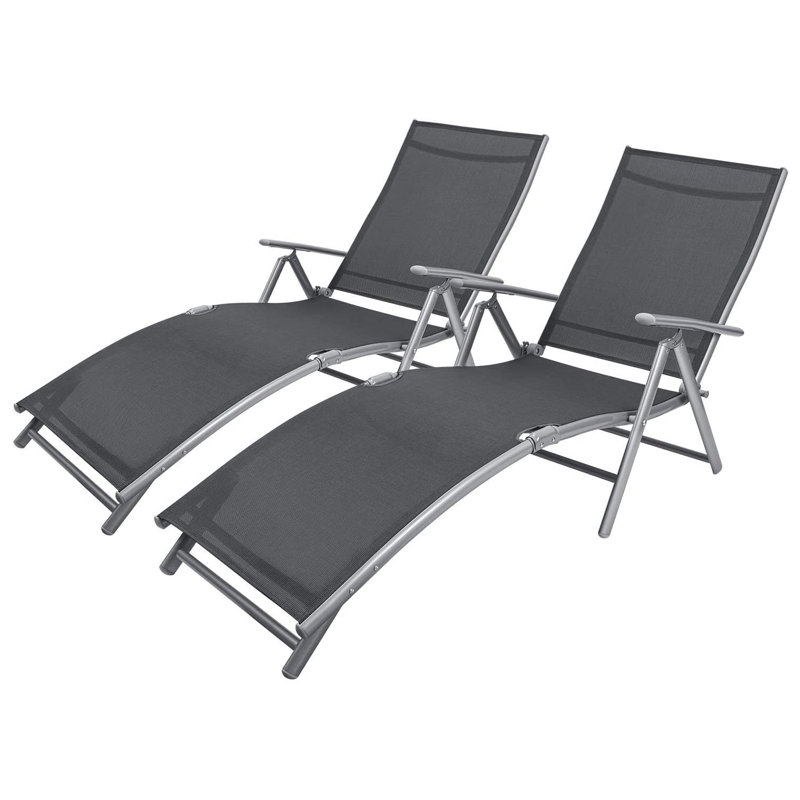 Biornulf Outdoor Metal Chaise Lounge Set, Gray