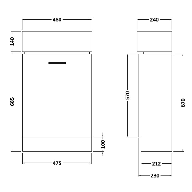 Mayford 485mm Single Bathroom Vanity with Integrated Vitreous China Basin