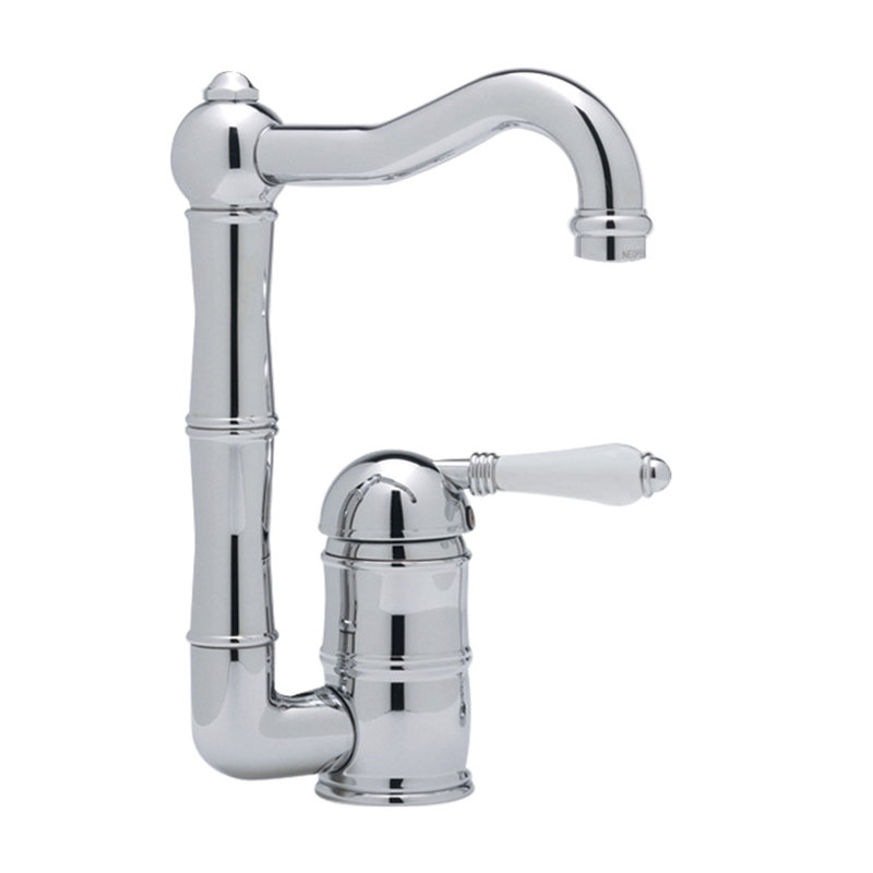 Robinet de bar / préparation pour aliments avec poignée levier Acqui®, Nickel poli, Poignées à levier en porcelaine
