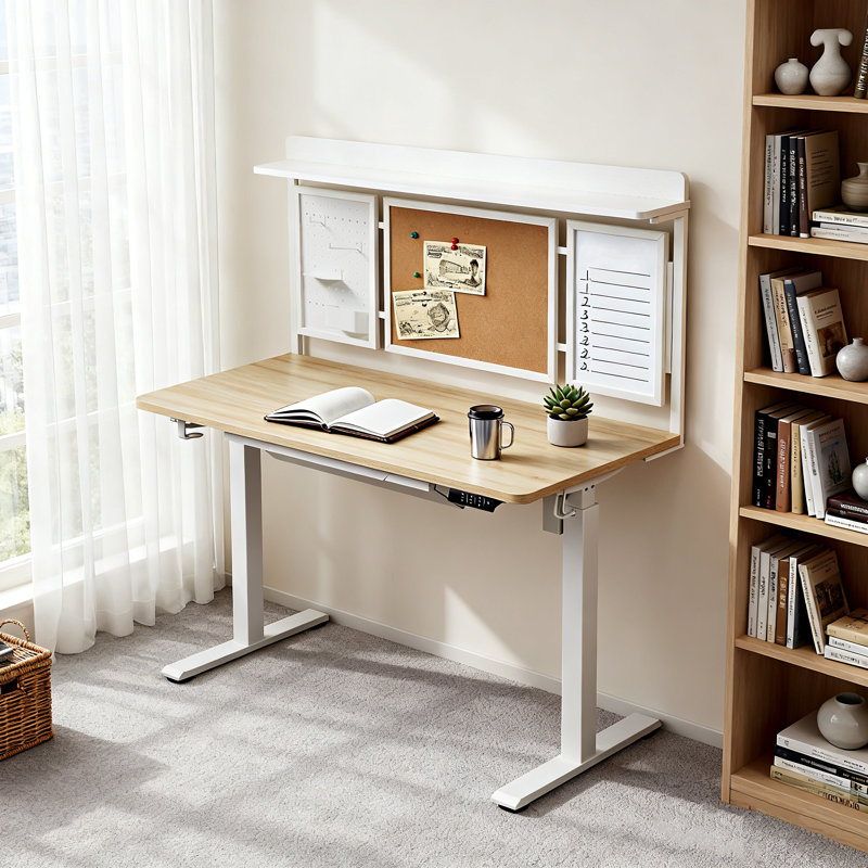 Bureau debout à hauteur réglable électrique Larreon, H 47,2 po x l 47,2 po x P 23,6 po, Blanc
