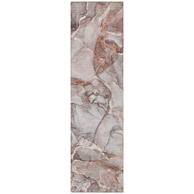 Tapis de couloir d'extérieur 8 po gris et rouge