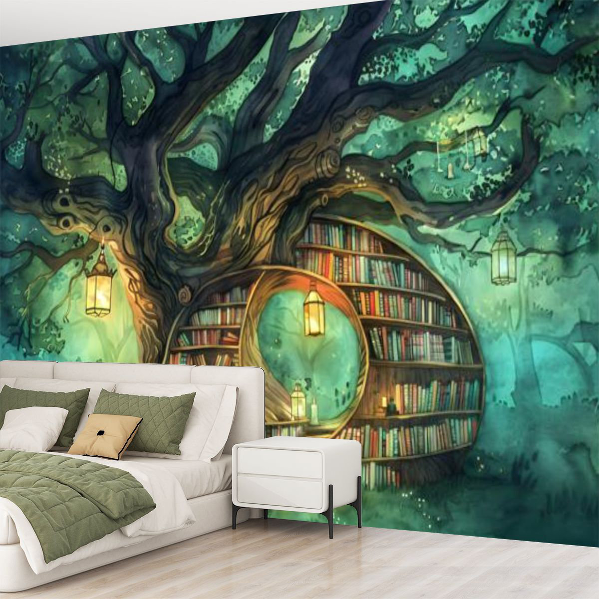 Lark Manor™ Peel and Stick Canvas Wallpaper Wall Mural Fantasy Tree ...