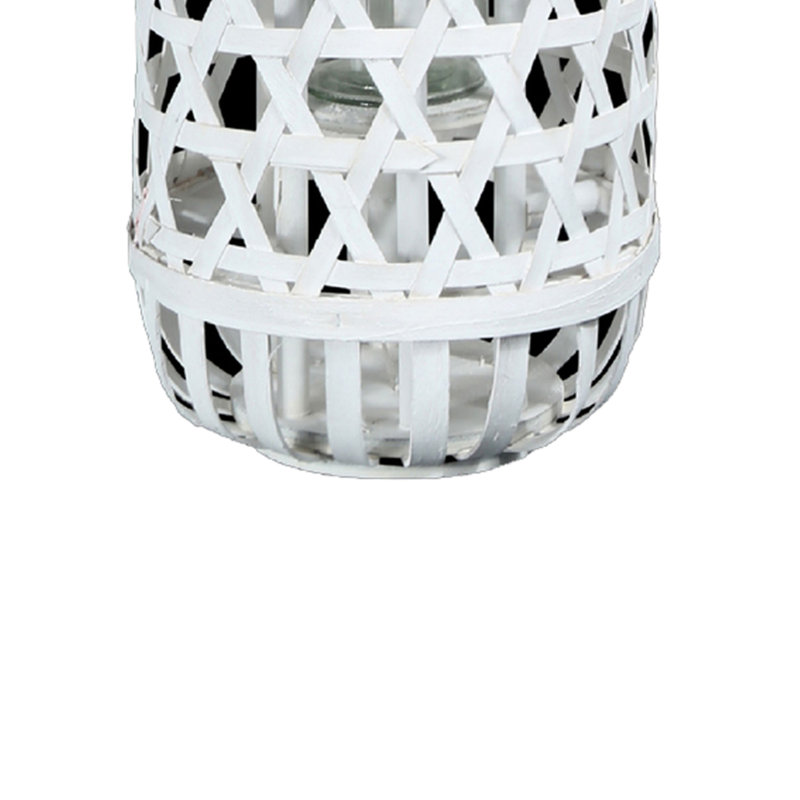 Lanterne ronde en bois, Blanc, H 15,75 po x l 10 po x P 10 po