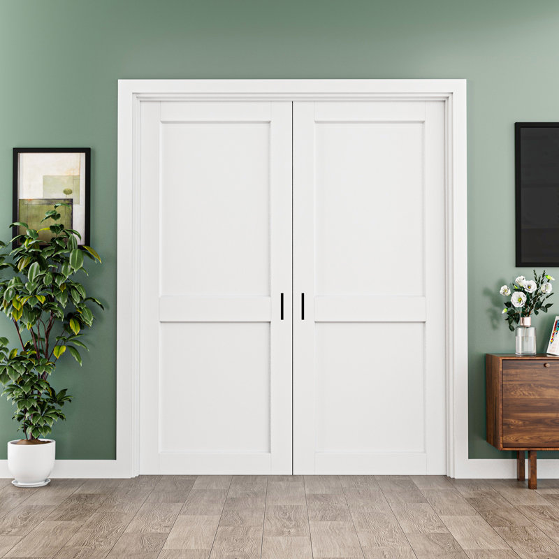 Portes françaises à 2 panneaux avec poignées et poignée, 48 po x 80 po