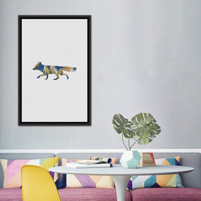Renard bleu et jaune - impression d'art graphique