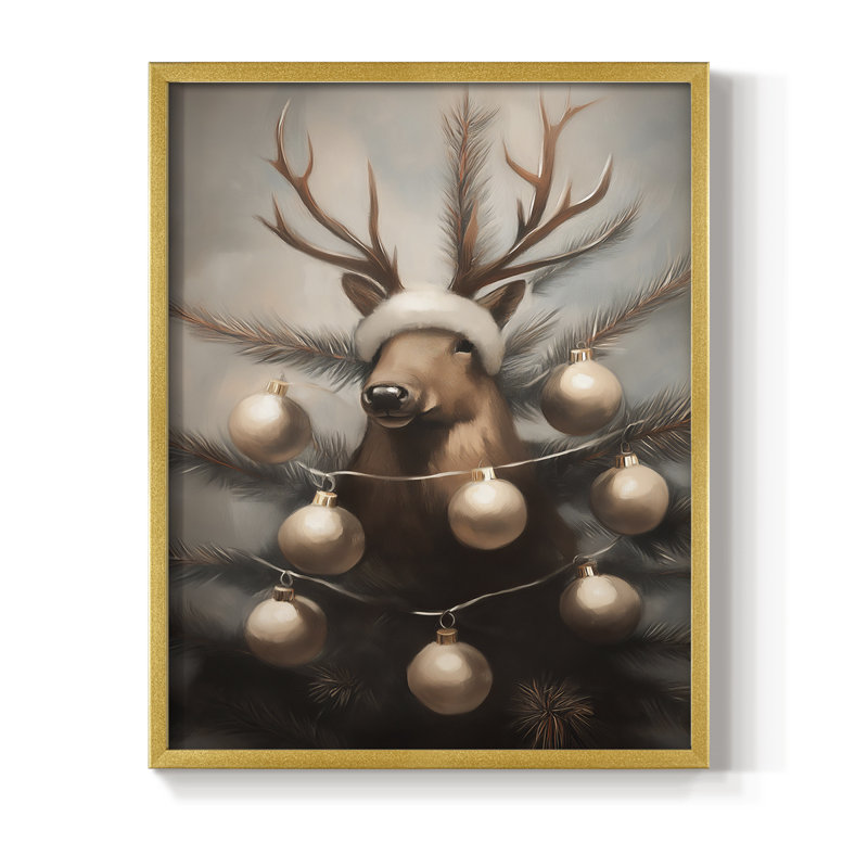 Art des Fêtes de Noël - Série 2 - CECLX, reproduction d'art encadrée - bois massif, H 15 po x l 12 po, Doré