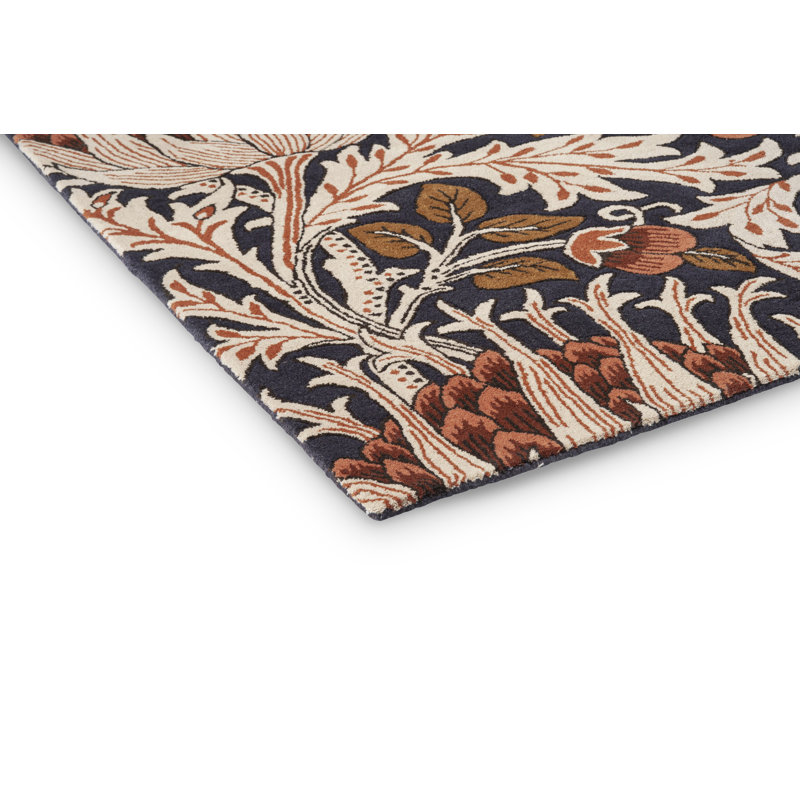 Morris Hand Tufted Wool Floral Area Rug in Orange, Rectangle 6'7" x 9'2"