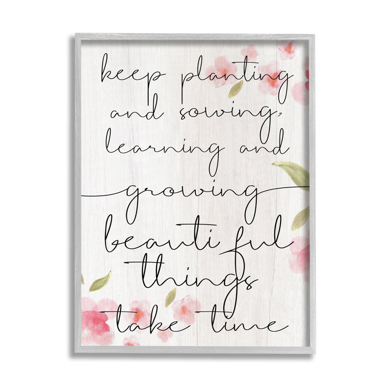 «Beautiful Things Take Time», art textuel, H 14 po x l 11 po, Estampe numérique Farmhouse