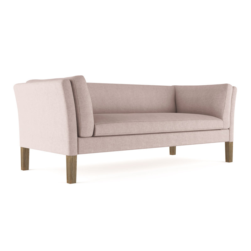 Charlton Flared Shelter-Arm Sofa, Plush Velvet Blush, Weathered, 31" H x 96" W x 33" D