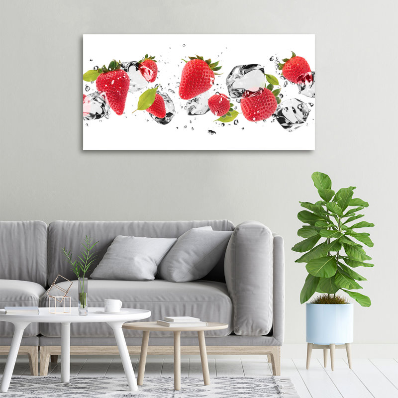 Strawberries and water 1 Piece Wall Art, 50cm H x 100cm W x 2cm D, Canvas