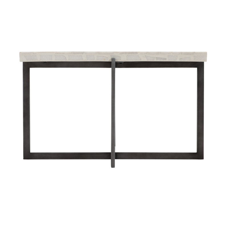 Beige Terrazzo Large Cocktail Table with Flint Grey Base