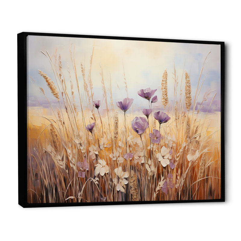 Minimalisme prairie magique IV sur toile, Cadre flottant noir, H 24 po x l 32 po x P 1 po