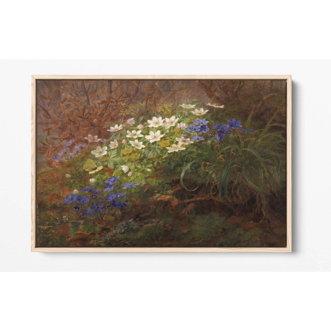 Anthonore Christensen Anemones (1867) Canvas Floater Frame Print Picture Art - White Frame
