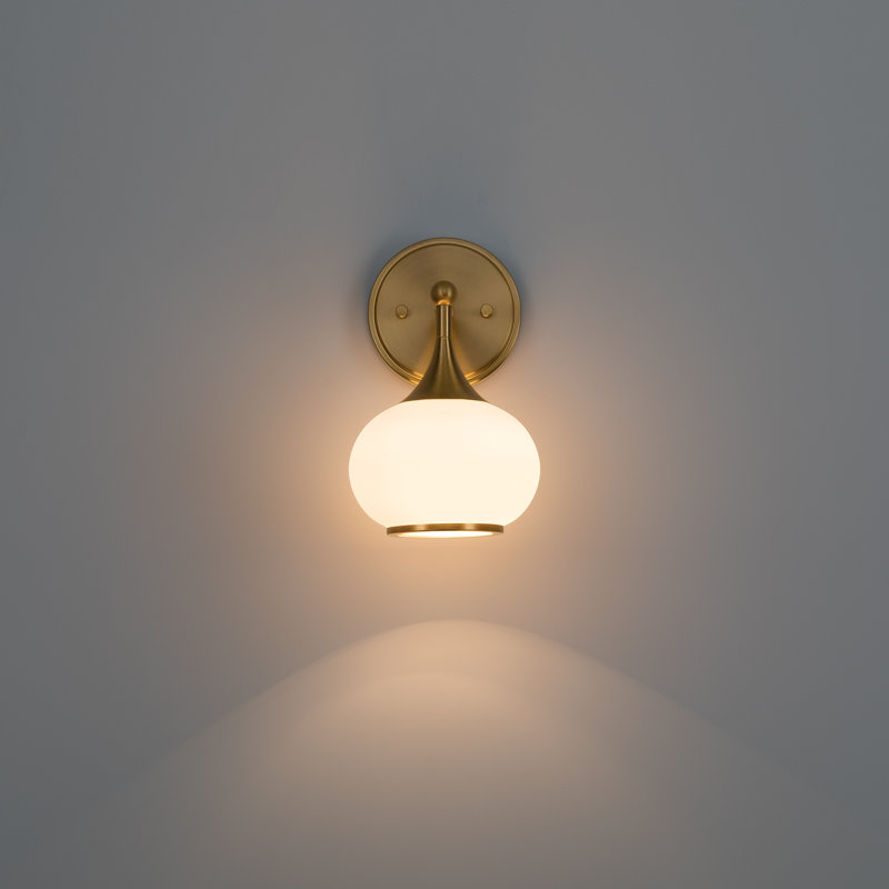 1 Light – Aged Brass Finish Modern Globe Vanity Light, Brass, 1, 10.25" H x 6" W x 7.5" D