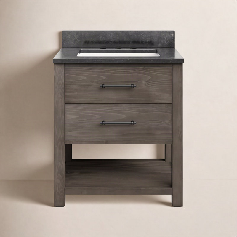 Ensemble de meuble-lavabo simple 30 po Keri, Gris fumée / noir mat