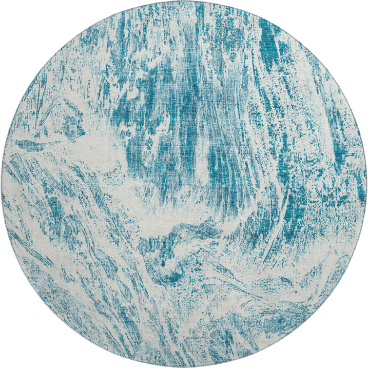 Premium Machine Washable Prisco Teal Rug