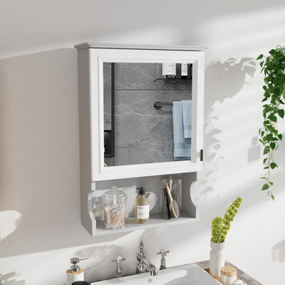 Armoire de rangement de salle de bain H 20 "avec miroir H 28,74"