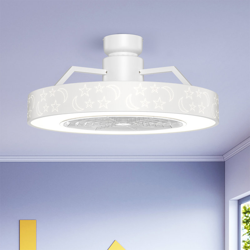 Ventilateur de plafond à cage à 3 pales de 23 po à DEL avec télécommande et ensemble d'éclairage inclus Lafleur