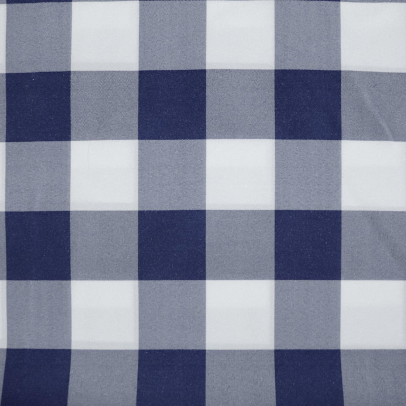 Cantonnière à carreaux sur mesure, L 9 po x L 120 po, Bleu marine/blanc