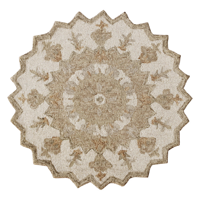 Coulombe Handmade Looped/Hooked Wool Brown/Gray Area Rug, Round 6'