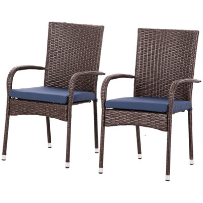 Patio Dining Chairs With Cushions, Of 2. And For Outdoor Use. Cream White. Pe . Stackable To Save Space. 22" W X 23.5" D 37.5" H. 264 Lbs Capacity & Deck. Water . Stackable.