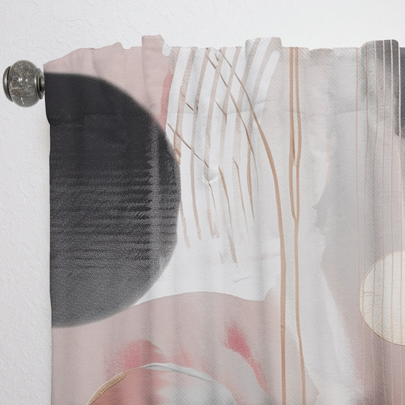 Hachiro - Pink Rose Gold Circle Complexity II - Modern Curtain - Velvet Room Darkening - 1 panel, 52" W x 108" L