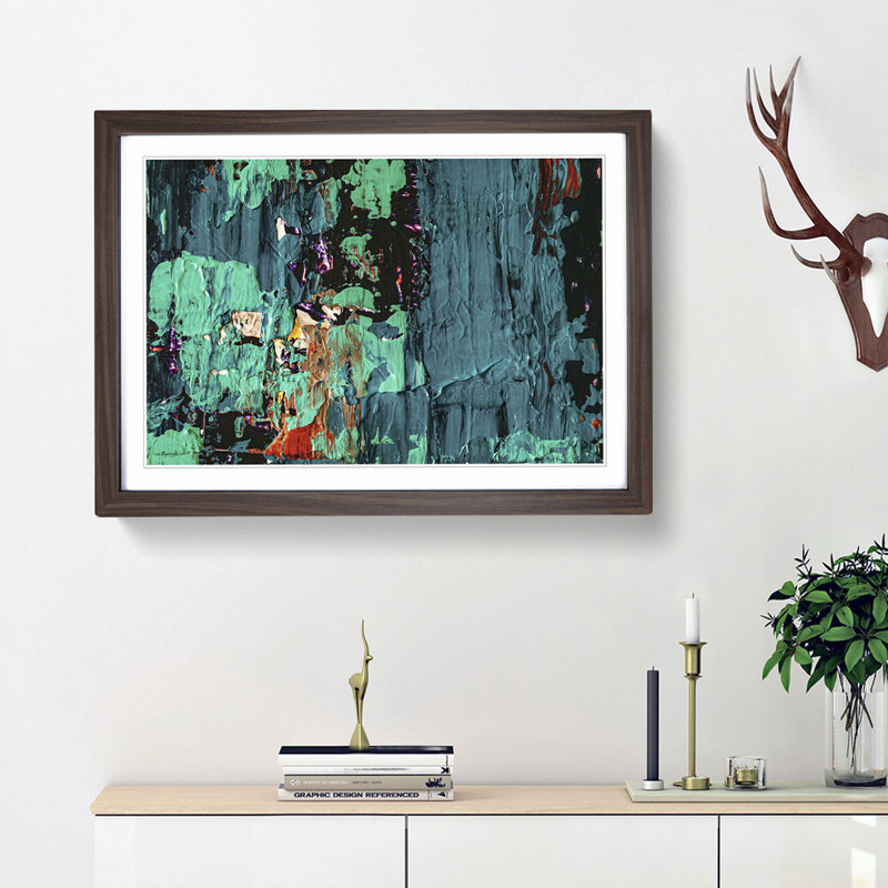 Abstract Art Painting Vol.229 by S.Johnson - Picture Frame Painting Print, Walnut Framed, 27cm H x 36cm W x 2cm D