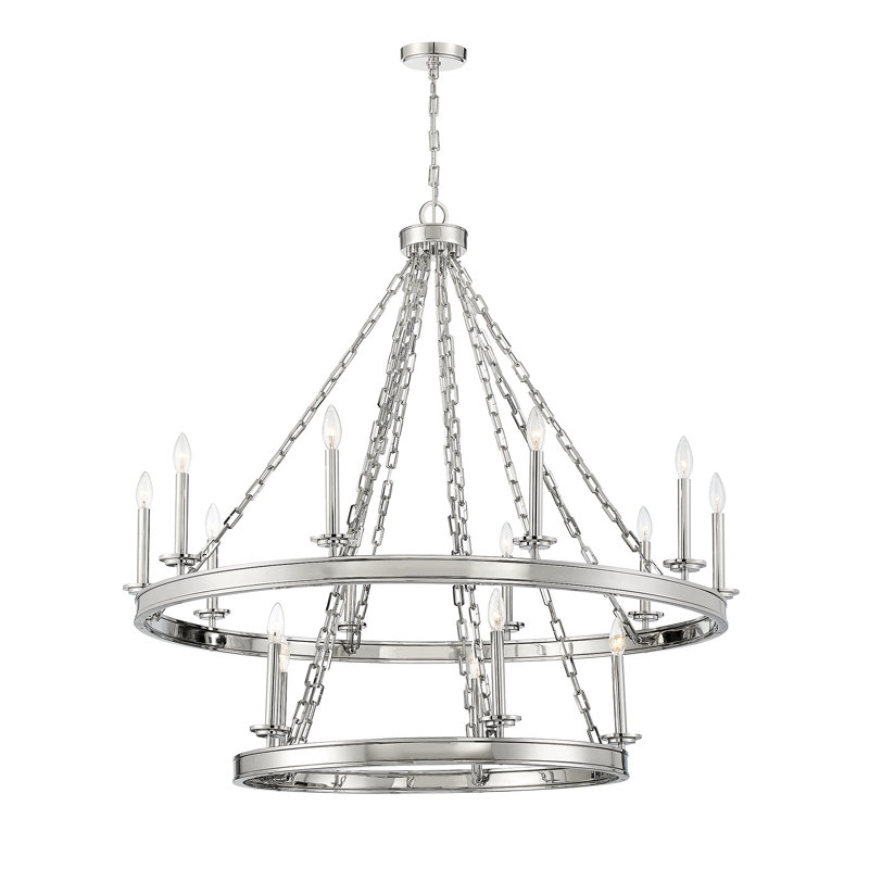 Hanae 15 - Light Dimmable Tiered Chandelier, Polished Nickel
