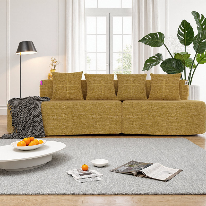 Canapé modulaire incurvé Modern Modern, Jaune moutarde